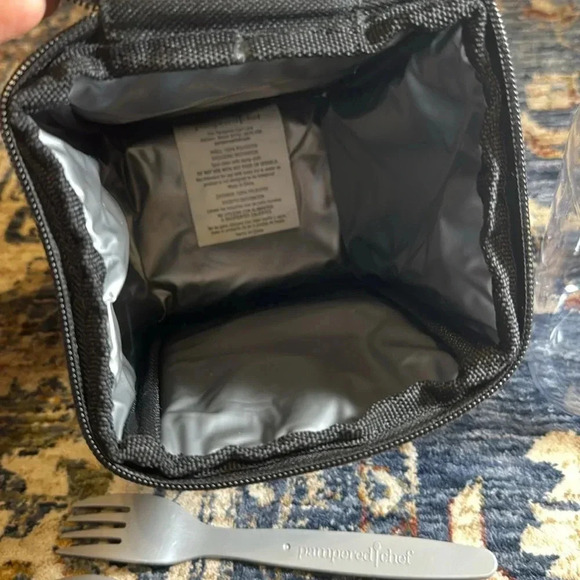 4 Piece Pampered Chef Make & Take Mason Jar Lunch Set Fork/Spoon Insulated Bag - Picture 9 of 16